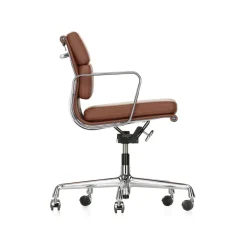 Fauteuil A Roulettes Soft Pad Ea 217 Cuir Marron / Dossier Mi-Haut - Cuir / Eames, 1969 - Vitra