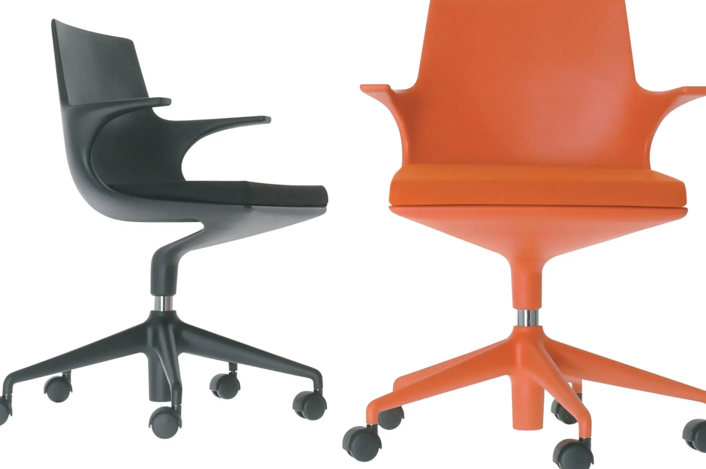 Fauteuil A Roulettes Spoon Chair Plastique / Rembourre - Kartell