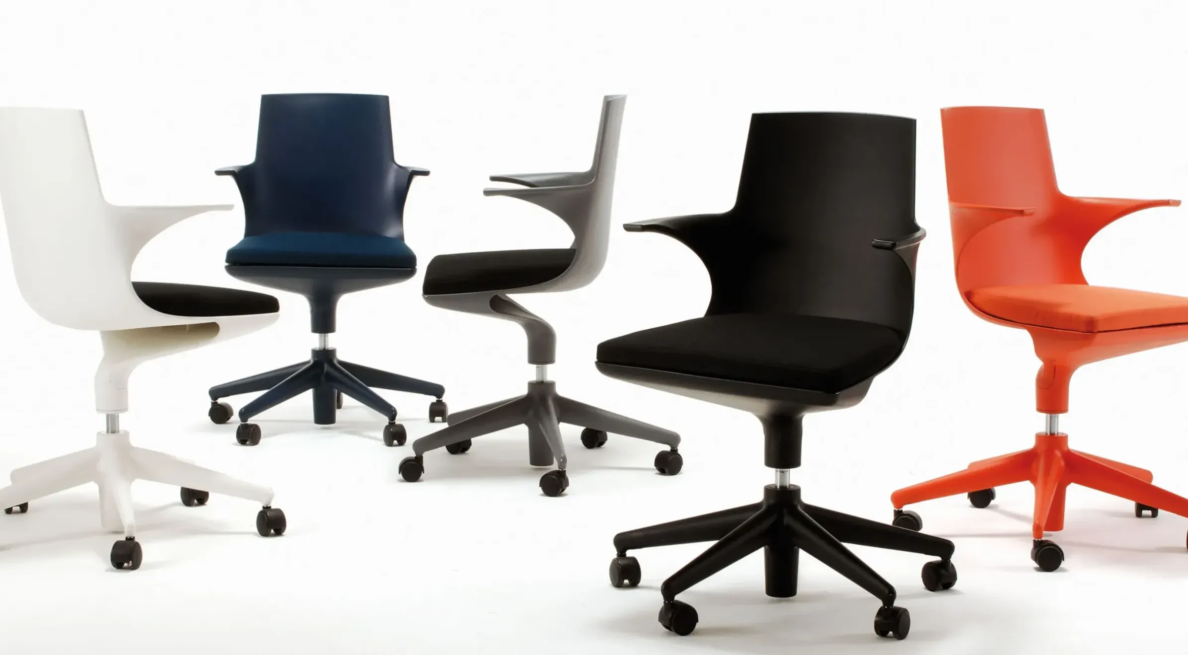 Fauteuil A Roulettes Spoon Chair Plastique / Rembourre - Kartell