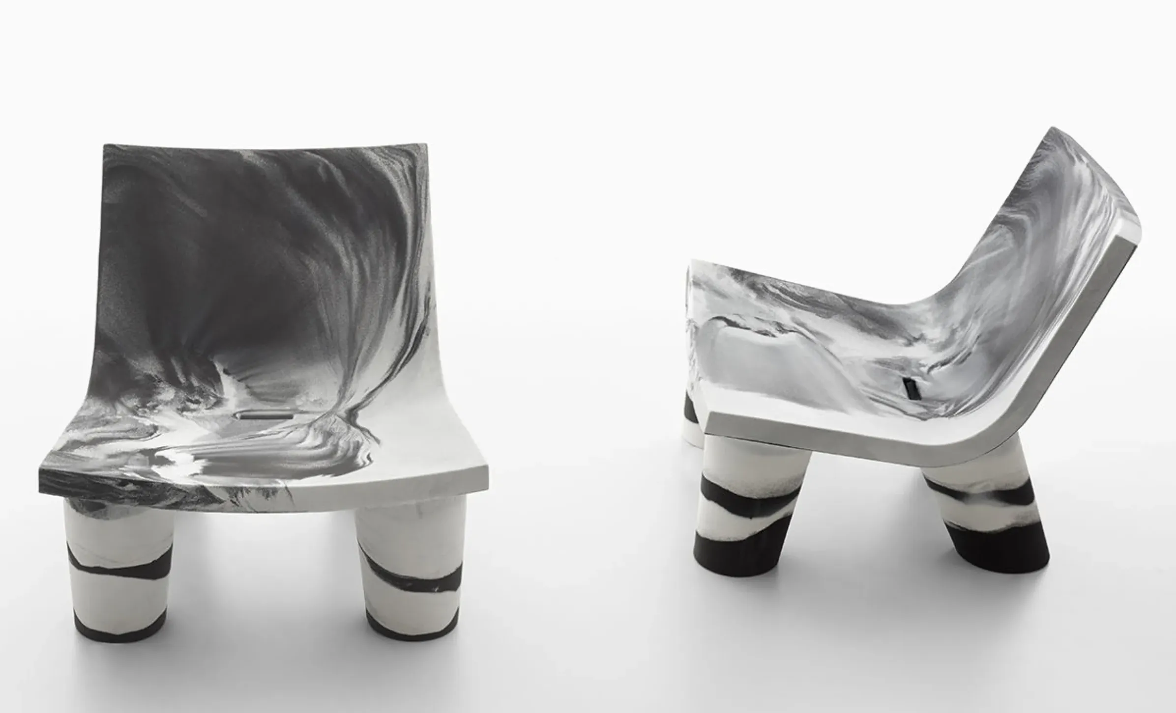 Fauteuil Bas Low Lita Plastique Blanc Noir / Edition Limitee 10 Ans - Slide