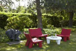 Fauteuil Bas Low Lita Plastique Blanc Noir / Edition Limitee 10 Ans - Slide