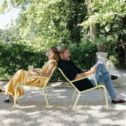 Fauteuil Bas Luxembourg Metal Jaune / Aluminium - Fermob