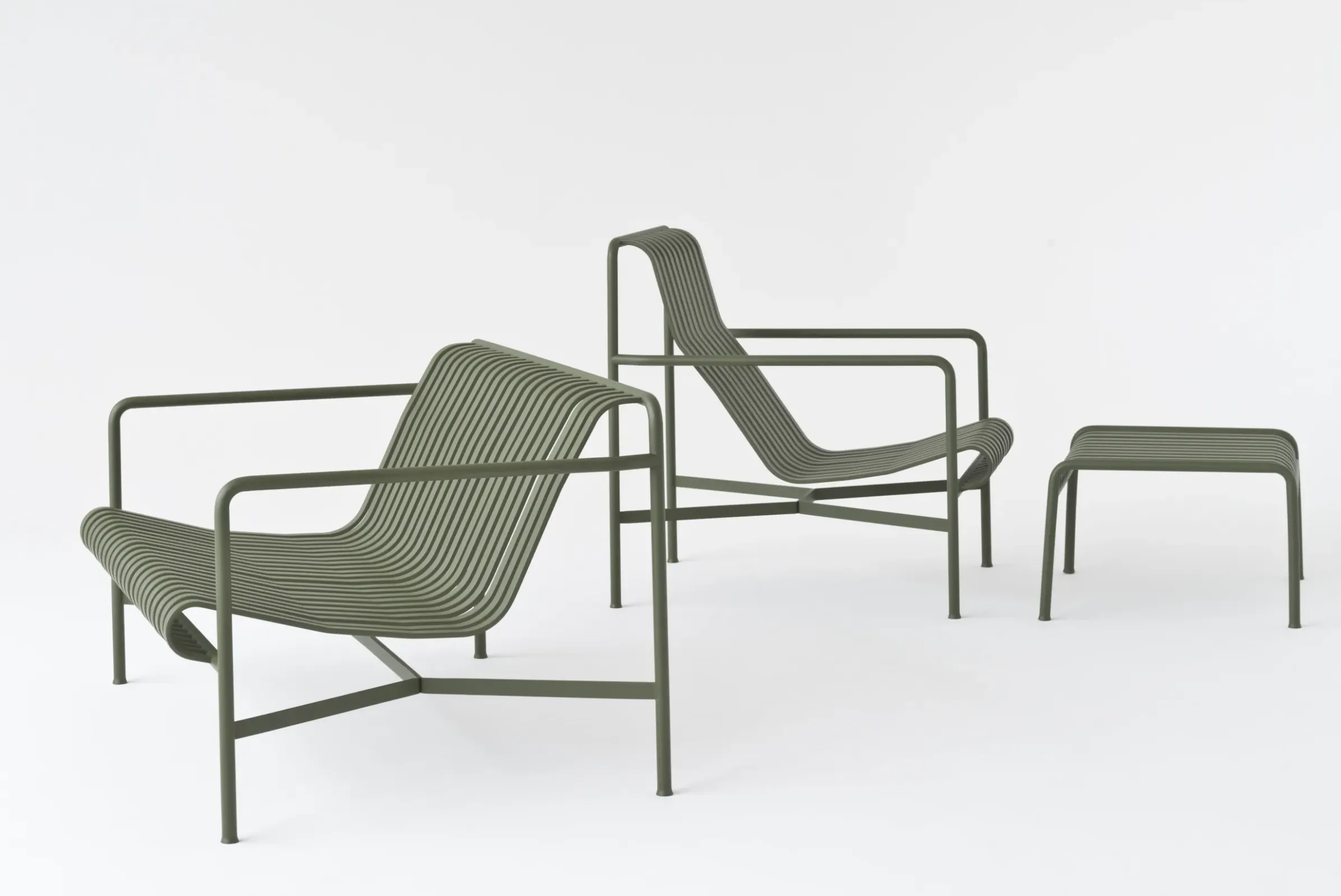 Fauteuil Bas Palissade Metal Vert / Dossier Haut - R & E Bouroullec - Hay