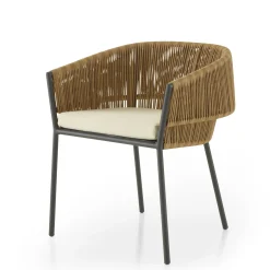 Fauteuil Bridge Lapel Plastique Beige / Rotin Synthetique - Coussin D'Assise - Cinna
