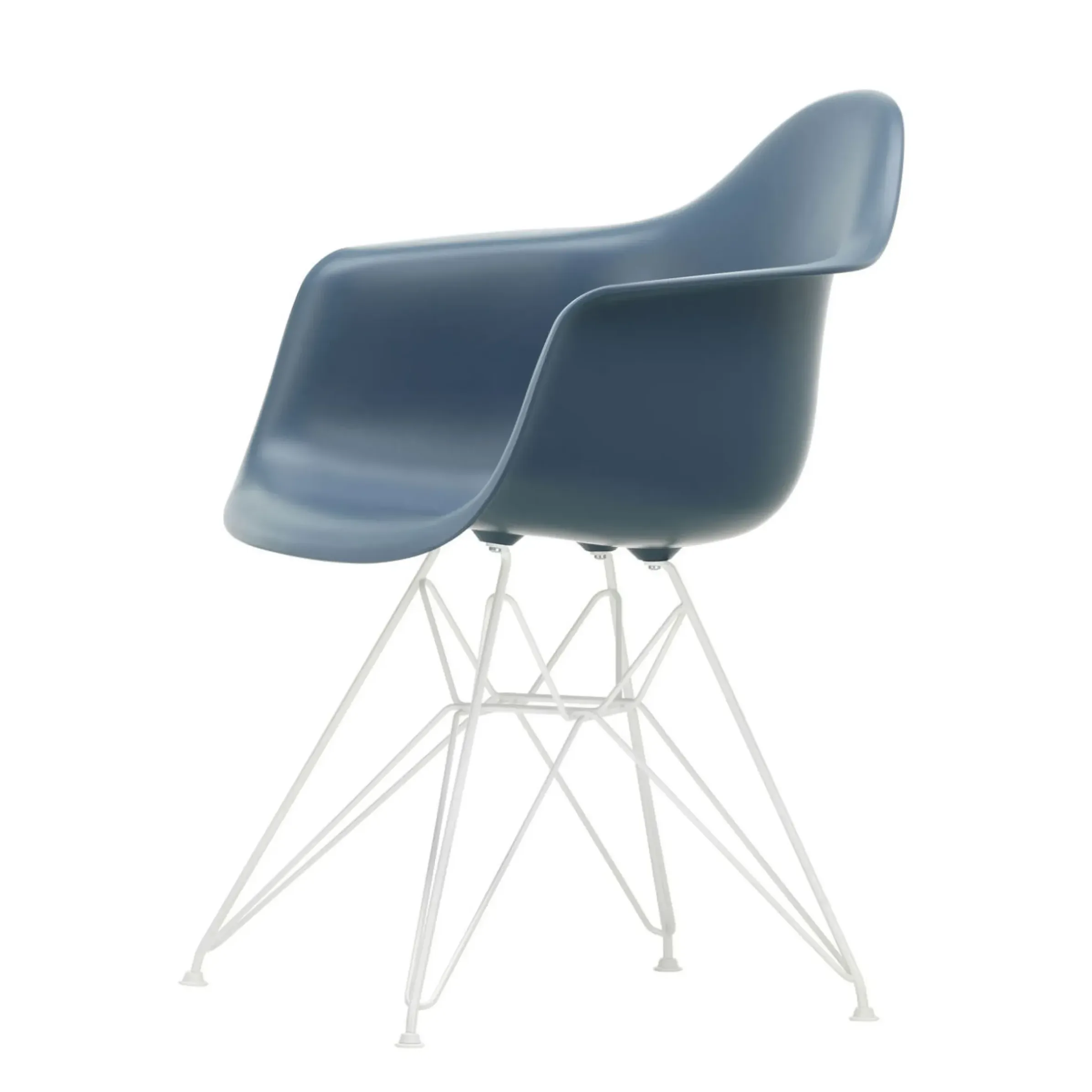 Fauteuil Dar - Eames Plastic Armchair Plastique Bleu / (1950) - Pieds Blancs - Vitra