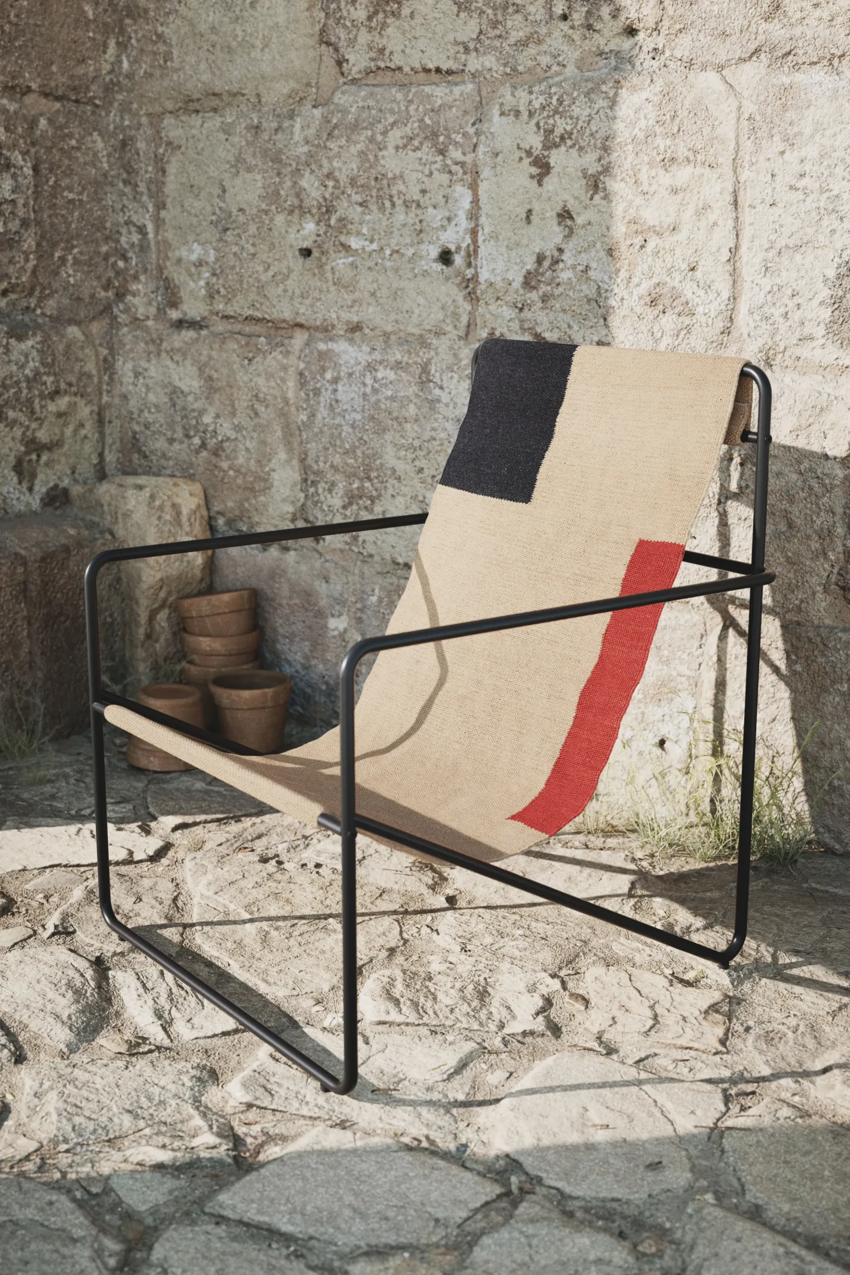 Fauteuil Desert Tissu Multicolore Beige / Structure Beige - Bouteilles Plastique Recyclees - Ferm Living