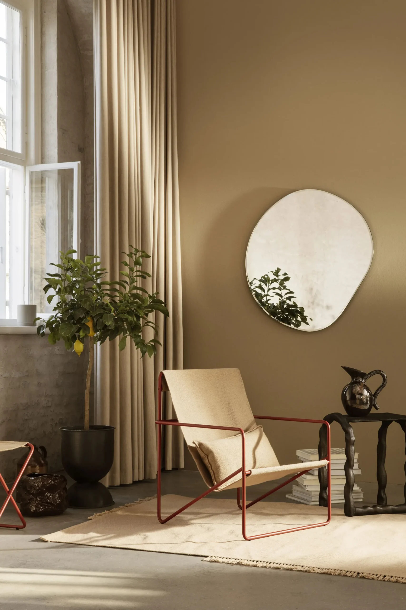Fauteuil Desert Tissu Multicolore Beige / Structure Beige - Bouteilles Plastique Recyclees - Ferm Living