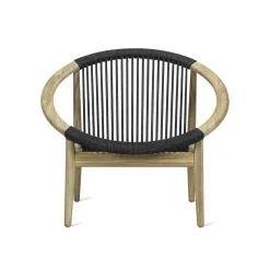 Fauteuil Frida Lounge Tissu Gris Bois Naturel / Corde Polypropylene Tressee Main - Vincent Sheppard