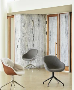 Fauteuil Pivotant About A Chair Aac121 Tissu Gris / Dossier Haut - Rembourre - Tissu Integral - Hay