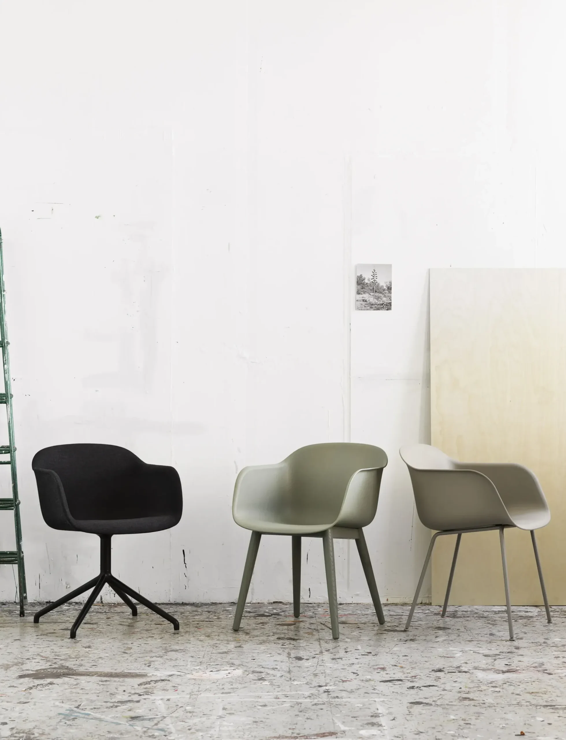 Fauteuil Pivotant Fiber Cuir Marron / Rembourre - Cuir Integral - Muuto