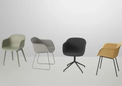 Fauteuil Pivotant Fiber Cuir Marron / Rembourre - Cuir Integral - Muuto