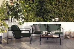 Fauteuil Rembourre Avon Metal Tissu Vert - Houe