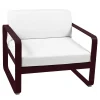 Fauteuil Rembourre Bellevie Lounge Metal Tissu Blanc Rouge / Tissu Blanc Grise - Fermob