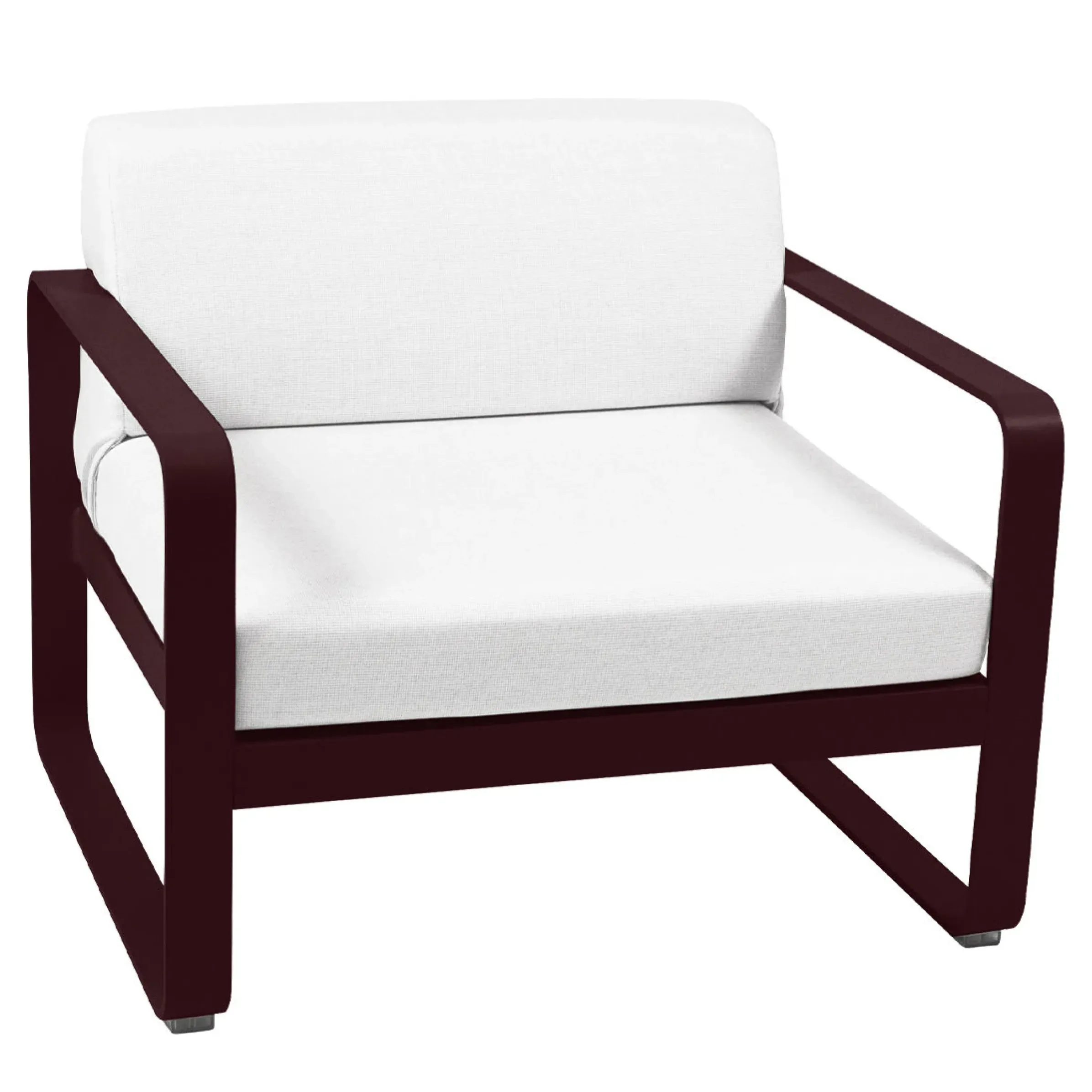 Fauteuil Rembourre Bellevie Lounge Metal Tissu Blanc Rouge / Tissu Blanc Grise - Fermob