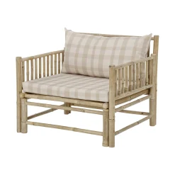 Fauteuil Rembourre Korfu Tissu Beige Bois Naturel / Bambou - Bloomingville