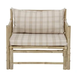Fauteuil Rembourre Korfu Tissu Beige Bois Naturel / Bambou - Bloomingville