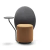 Fauteuil Rembourre Loomi Cuir Tissu Orange Gris / Tablette Pivotante A 180° - Opinion Ciatti