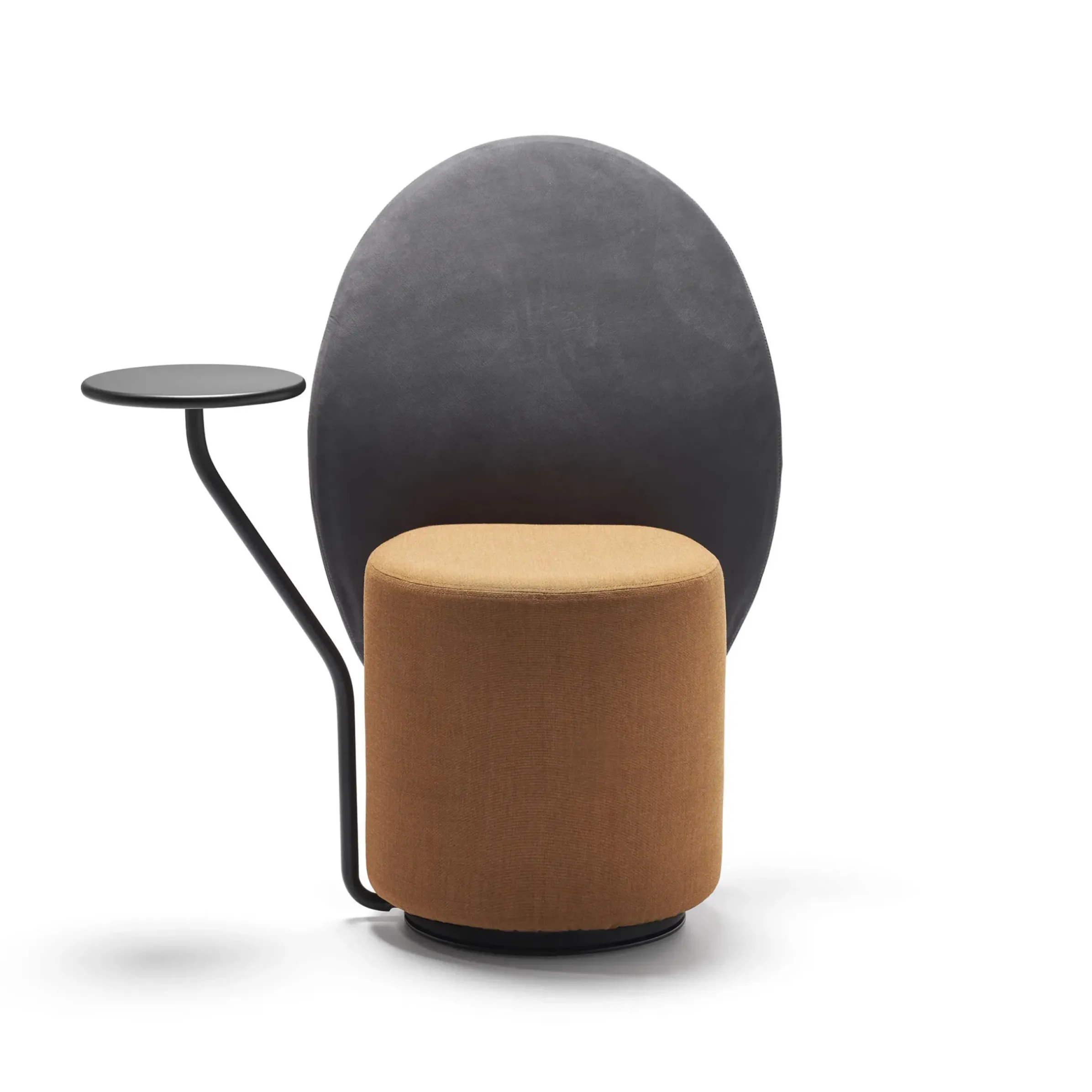 Fauteuil Rembourre Loomi Cuir Tissu Orange Gris / Tablette Pivotante A 180° - Opinion Ciatti