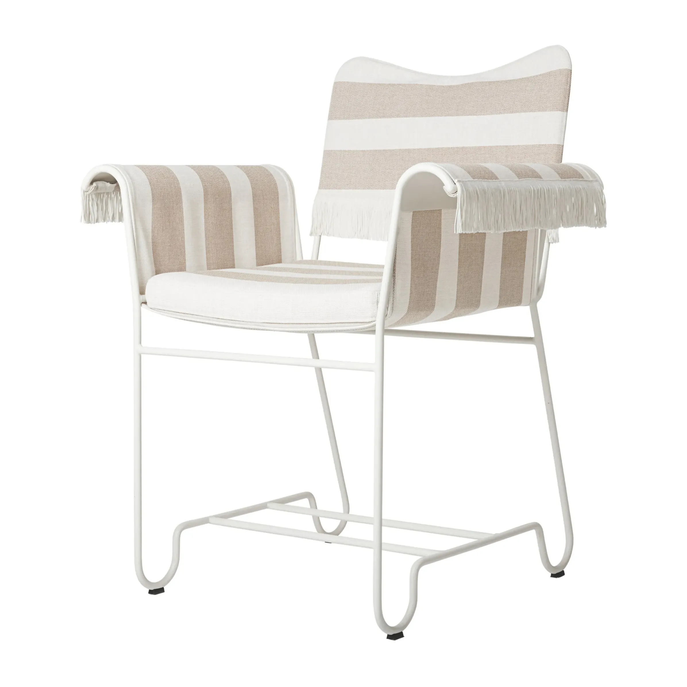 Fauteuil Tropique Tissu Beige / Avec Franges - Mategot, Reedition 50' - Gubi