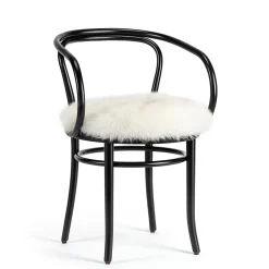Fauteuil Wiener Stuhl Tissu Blanc / Assise Mouton - Reedition 1904 - Wiener Gtv Design