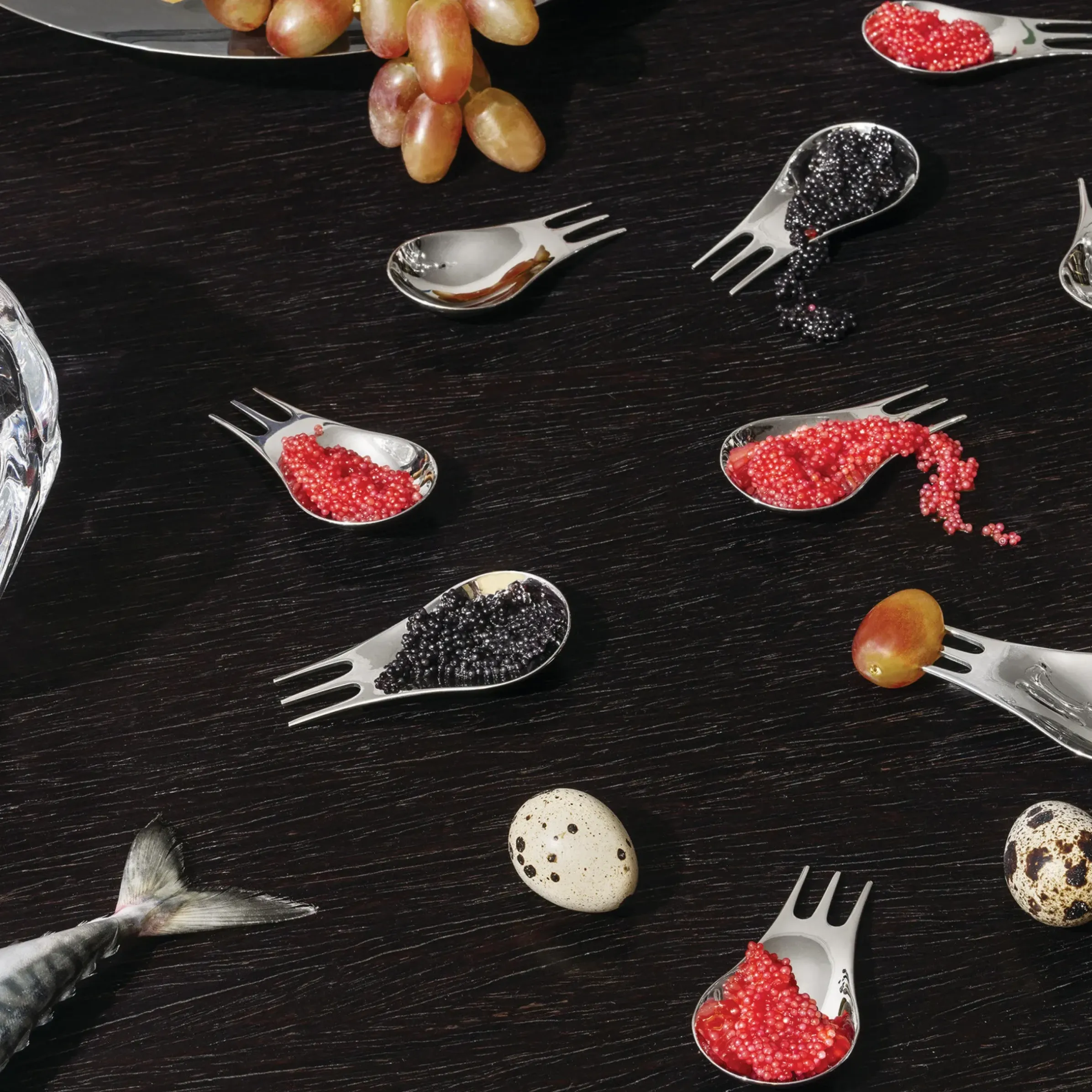 Fourchette Moscardino Metal / Cuillere Pour Aperitif - Set De 4 - Alessi