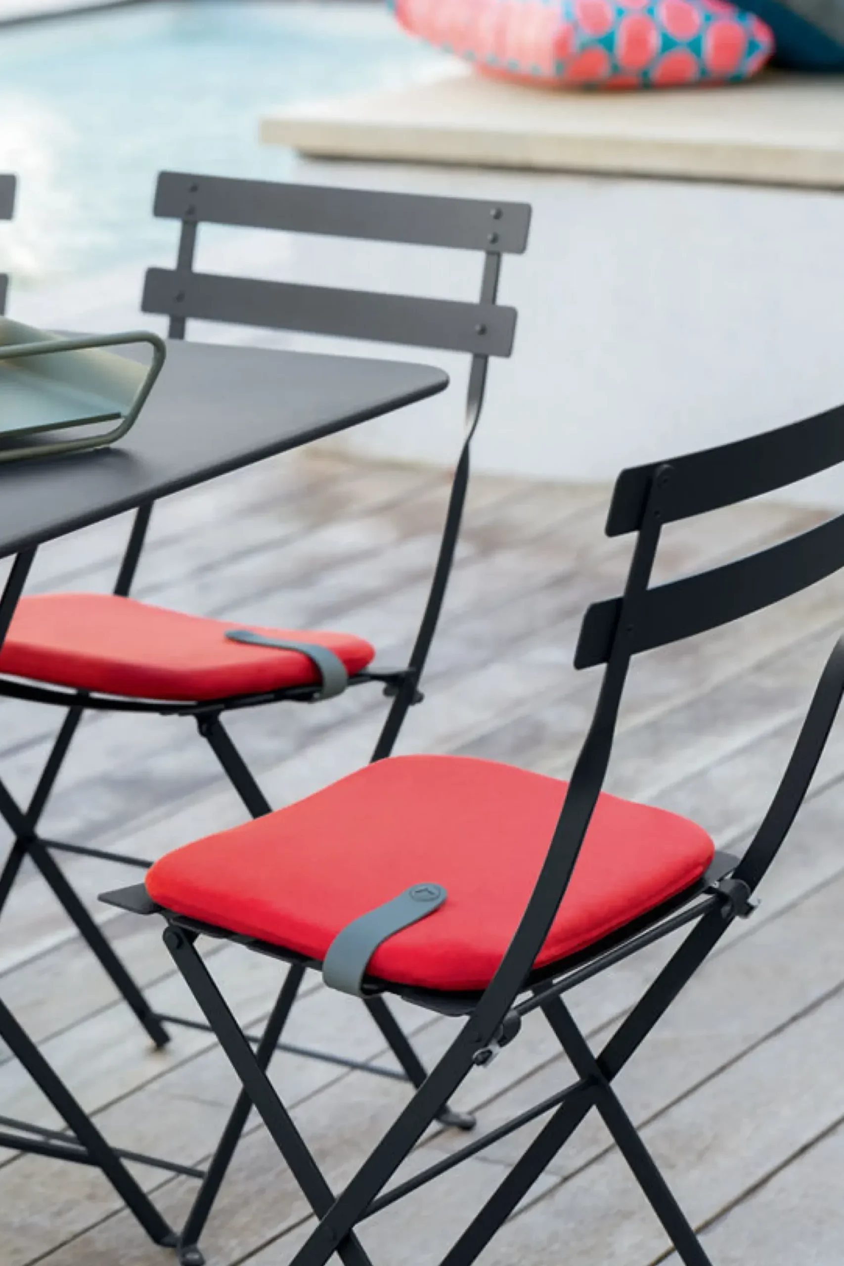 Galette De Chaise Color Mix Tissu Vert / Pour Chaise Bistro - 38 X 30 Cm - Fermob