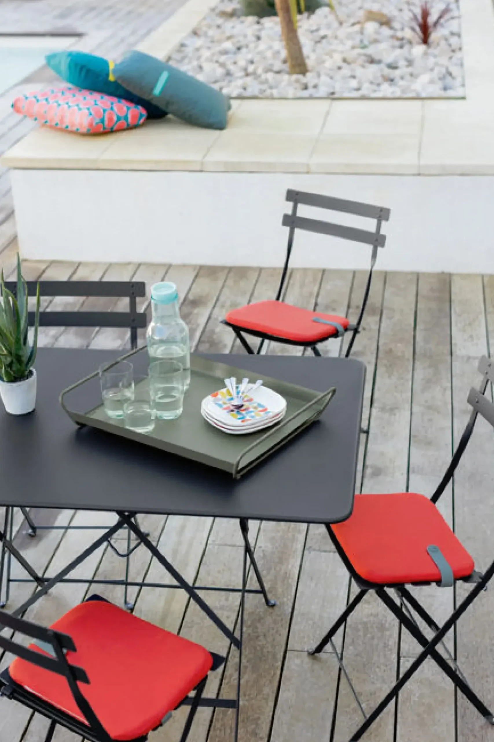 Galette De Chaise Color Mix Tissu Vert / Pour Chaise Bistro - 38 X 30 Cm - Fermob