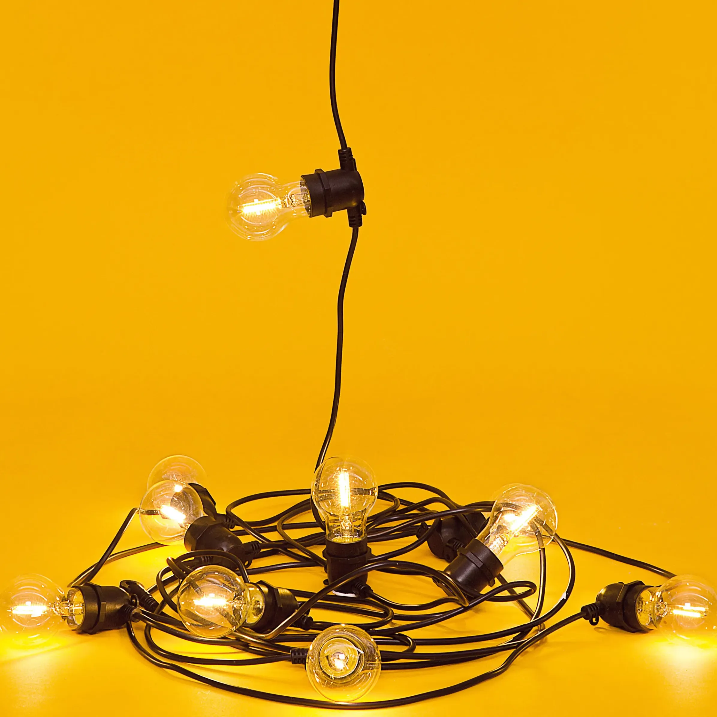 Guirlande Lumineuse Exterieur Bella Vista Clear Led Verre Plastique 14 Metres - Ampoules Transparentes A Filaments - Seletti