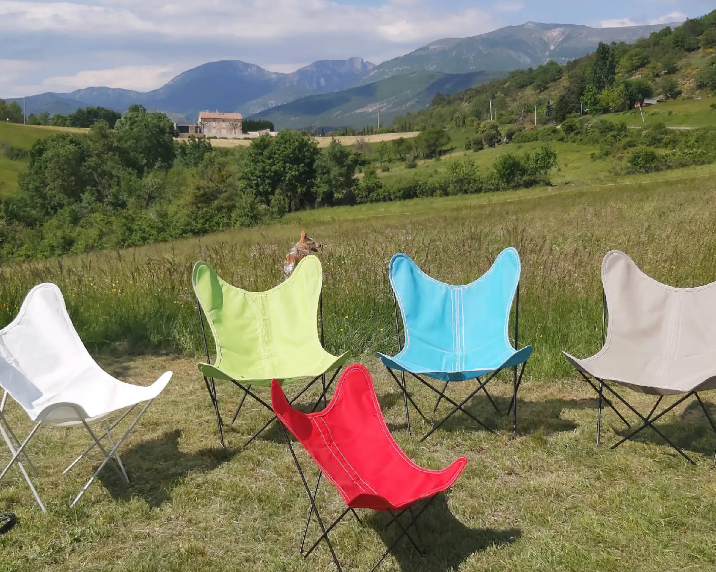 Housse Tissu Bleu Coton Outdoor / Pour Fauteuil Aa Butterfly - Aa-New Design
