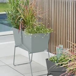 Jardiniere Basket Metal Gris Haute / L 70 X H 84 Cm - Fermob
