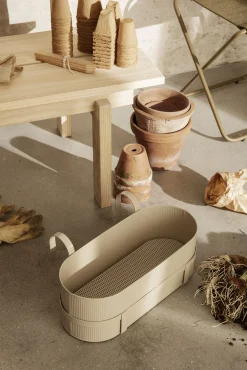 Jardiniere Bau Metal Beige / Avec Support - Metal / L 45 Cm - Ferm Living
