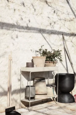 Jardiniere Sur Pied Plant Box Two Metal Beige / 2 Niveaux  - L 80 X H 75 Cm X Prof. 25 Cm - Ferm Living