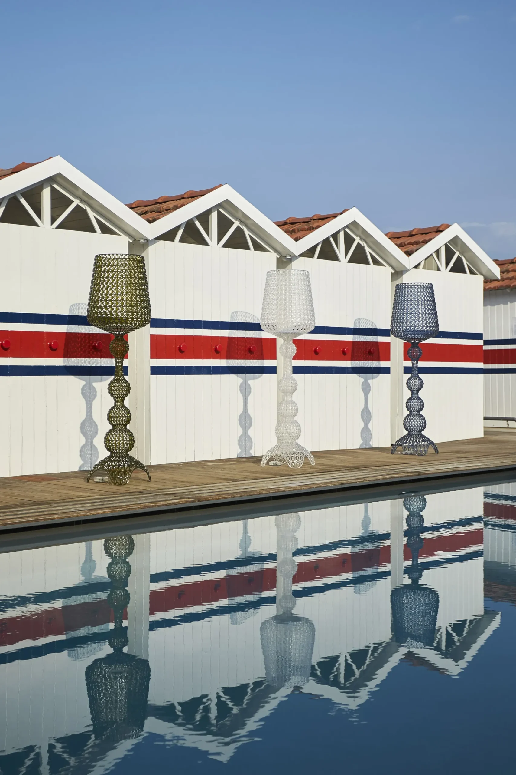 Lampadaire D'extérieur Kabuki Outdoor Plastique Blanc Plastique Balnc / Led - H 165 Cm - Kartell