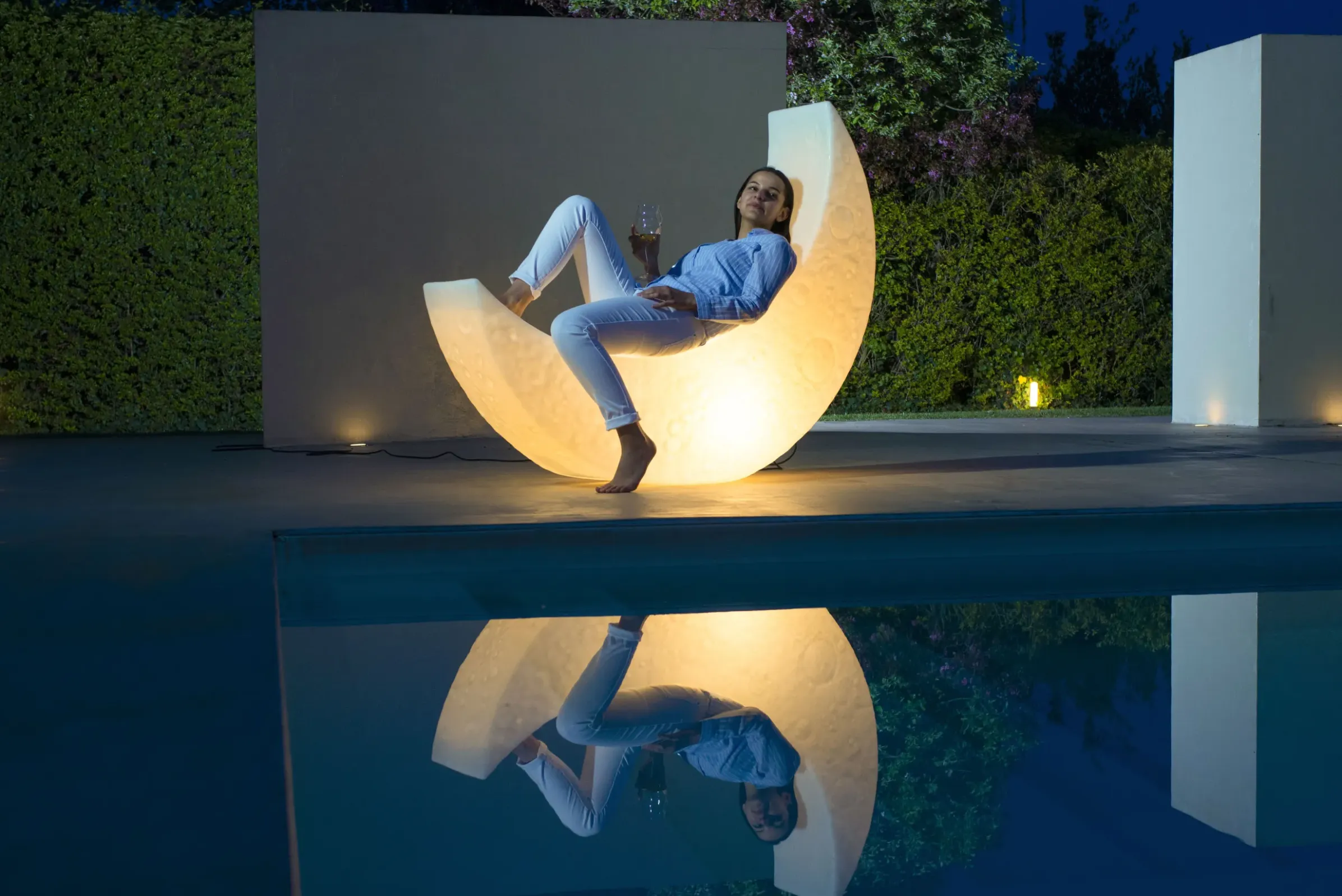 Lampadaire D'extérieur My Moon Plastique/ Rocking Chair Lumineux - L 152 Cm / Interieur-Exterieur - Seletti