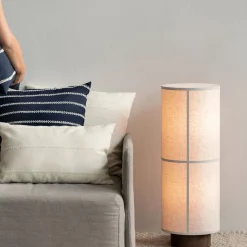 Lampadaire Hashira Low Tissu Beige / O 30 X H 83 Cm - Lin - Menu