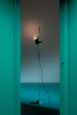 Lampadaire Parentesi 50 Metal Bleu / Branchement Secteur - Reedition 1971 - Flos