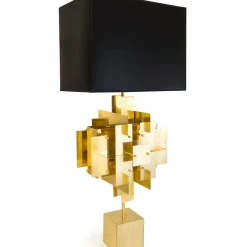 Lampe A Poser Puzzle Metal Tissu Noir Or / H 94 Cm - Jonathan Adler