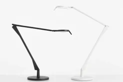 Lampe De Table Aledin Tec Led Plastique Noir / Ldiffuseur Plat / Version Mate - Kartell
