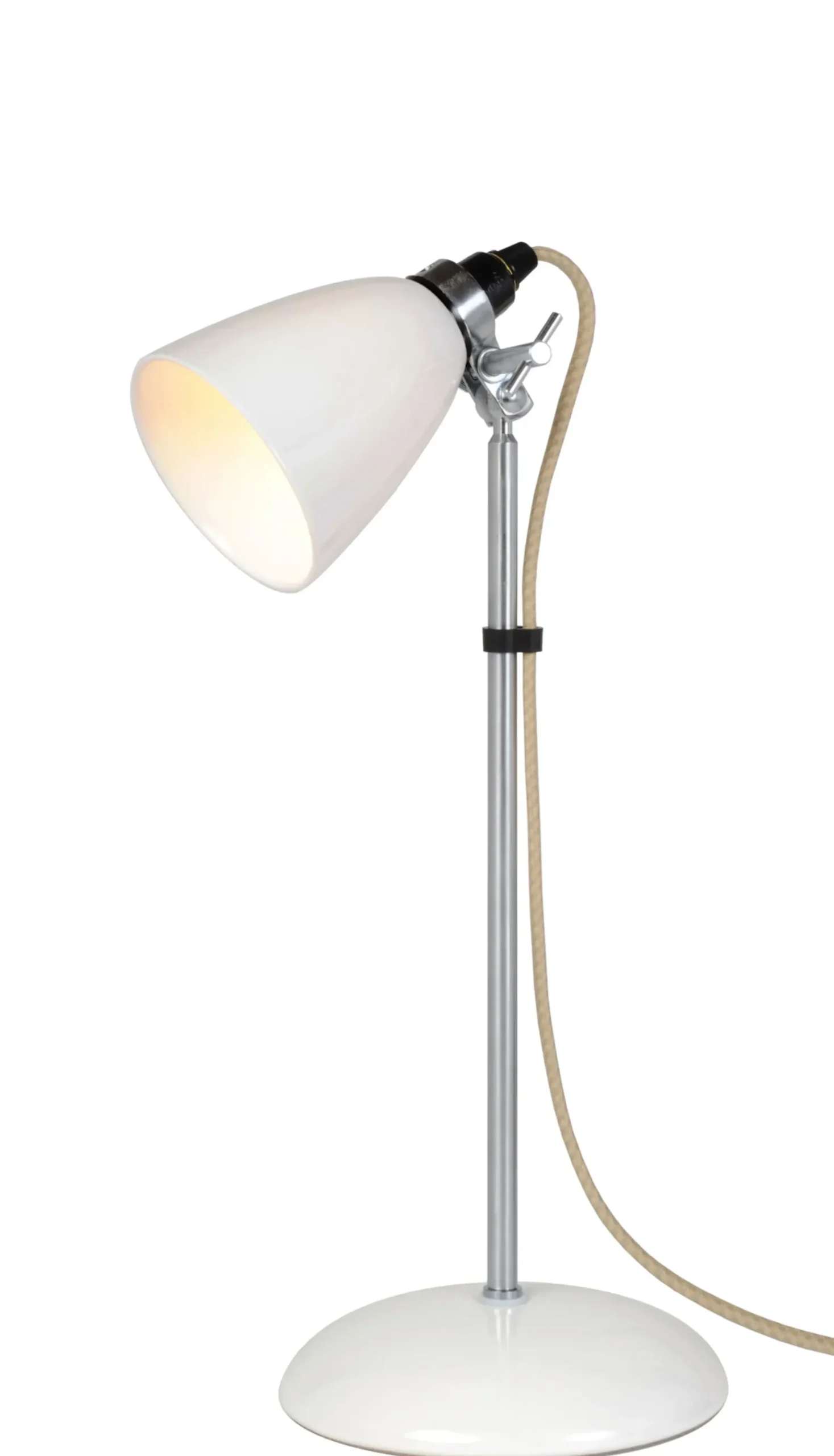 Lampe De Table Hector Dome Metal Ceramique Blanc / H 46 Cm - Porcelaine Lisse - Original Btc