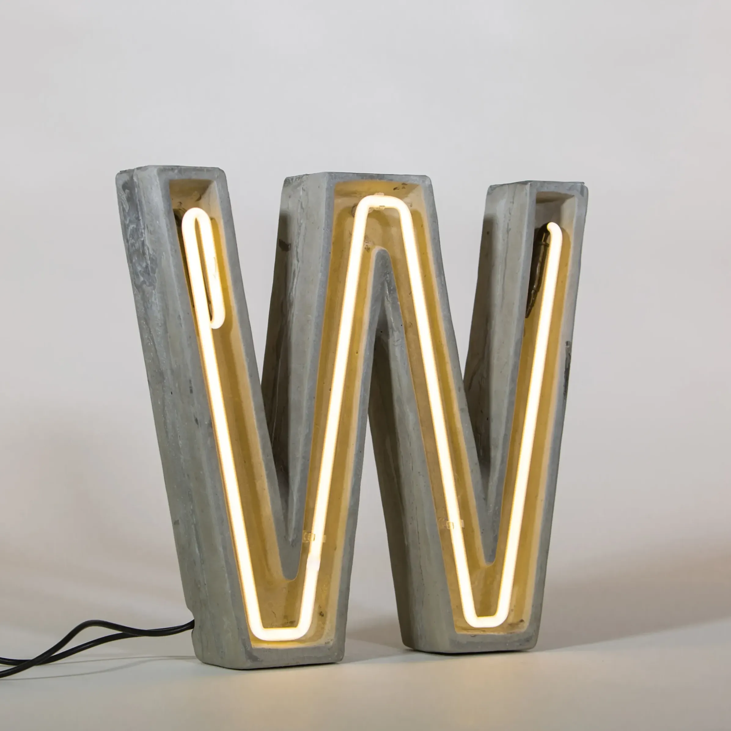 Lampe De Table Neon Alphacrete Pierre Blanc Gris / - Interieur / Exterieur - Seletti