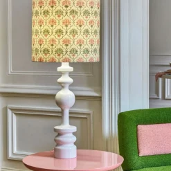 Lampe De Table Pamela Tissu Bois Blanc / O 35 X H 87 Cm - Popus Editions
