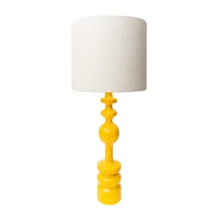 Lampe De Table Pamela Tissu Bois Jaune / O 35 X H 87 Cm - Popus Editions
