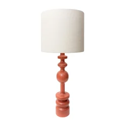 Lampe De Table Pamela Tissu Bois Rouge Marron / O 35 X H 87 Cm - Popus Editions