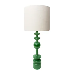 Lampe De Table Pamela Tissu Bois Vert / O 35 X H 87 Cm - Popus Editions