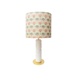 Lampe De Table Petra Tissu Bois Blanc / O 35 X H 73 Cm - Popus Editions
