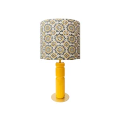 Lampe De Table Petra Tissu Bois Jaune / O 35 X H 73 Cm - Popus Editions