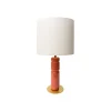 Lampe De Table Petra Tissu Bois Rouge Marron / O 35 X H 73 Cm - Popus Editions