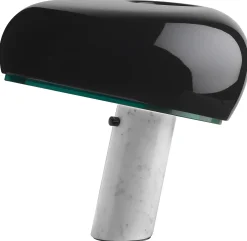 Lampe De Table Snoopy Metal Verre Pierre Blanc Noir / Base Marbre - Flos