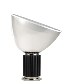 Lampe De Table Taccia Led Small (1962) Metal Verre Noir Transparent / H 48 Cm - Flos