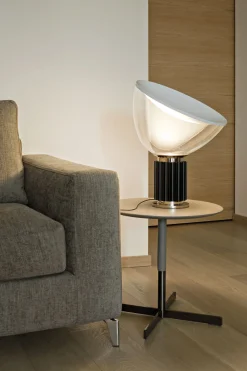 Lampe De Table Taccia Led Small (1962) Metal Verre Noir Transparent / H 48 Cm - Flos